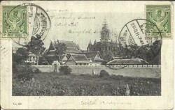 Thailand Sc#140(x2) BANGKOK 14/12/10 postcard view "Wat Ratchanadda" ...