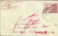 Bulgaria Sc#147(single frank) 19/1/1921 to USA, opened rough at right ...