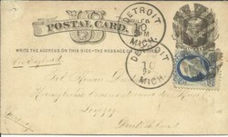US FANCY CANCEL-LEAF DETROIT MICH APR/10/1877 Postal Card-Sc#UX5 ...