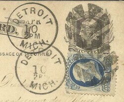 US FANCY CANCEL-LEAF DETROIT MICH APR/10/1877 Postal Card-Sc#UX5 ...