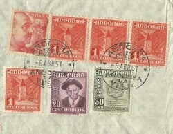 DUAL FRANKING Spanish Andorra Sc#42(x3)#46(x5)#40 mixed SPAIN-Sc#704a ...