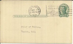 US Postal Card-Scx#UX28 "OVERLAND TOURING-STOLEN-from BUFFALO ...
