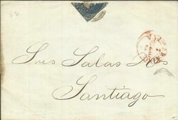 Chile 1oc-CHRISTOPHER COLUMBUS ISSUE-diagonal BISECT- VALPARAISO ...