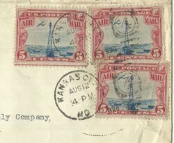 US 5c-BEACON Sc#C11 DOUBLE RATE KANSA CITY AUG/12/1928 Airmail to ...