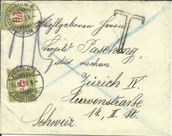 Switzerland POSTAGE DUE-Sc#J25,#J23 ZURICH 14/XI/99 from ZOBING ...
