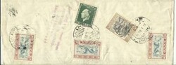 Greece Sc#396(x3)#391,#400 ATHENS 24/1/38 WRAPPER to USA