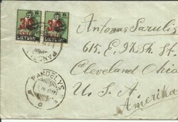 Lithuania Sc#157(pair)#152(block of 6-reverse) PANDELYS 4/IV/1923 to ...