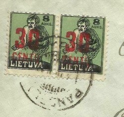Lithuania Sc#157(pair)#152(block of 6-reverse) PANDELYS 4/IV/1923 to ...