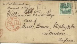 Sc#117(single frank) PHILADELPHIA JUL/19/1869 TRANS-ATLANTIC to ...