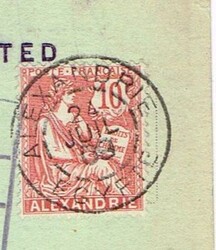France OFFICE IN ALEXANDRIE EGYPT-Sc#21(single frank) ALEXANDRIE ...
