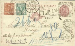 BOER WAR-Italy POSTAL CARD-HG:29-REGISTERED uprated Sc#80,#78 PAVIA ...