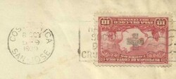 Costa Rica Sc#178(single frank) SAN JOSE 8/OCT/1939 RED CROSS CANCEL, ...