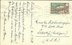 Cameroun Sc#201(single frank) DOUALA 17/1/38 REAL PHOTO POSTCARD to ...