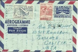 Iceland AEROGRAMME-HG:FG11 Post Office Uprated-Sc#319,#300 REKJAVIK ...