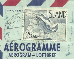 Iceland AEROGRAMME-HG:FG11 Post Office Uprated-Sc#319,#300 REKJAVIK ...