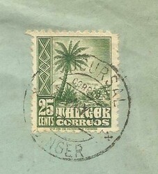 Spanish Morocco TANGER-Sc#L17(single frank) TANGER 28/MAY/57 unsealed ...