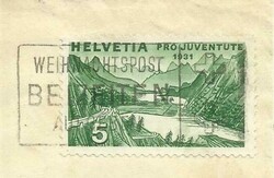 Switzerland SEMIPOSTAL-Sc#B57(single frank) BASEL 10/XII/1931 PRINTED ...