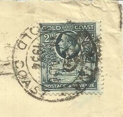 Gold Coast SG#106(single frank) ELMINA 11/AUG/1934 "CROWN CANCEL" ...