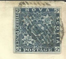 Nova Scotia SG#2-FOUR LARGE MARGINS(Deep Blue) HALIFAX JU/11/1868 to ...