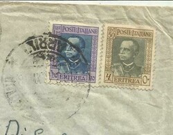 Eritrea Sc#156,#154-ASMARA 18/8/40-WWII CENSOR TAPE(Massawa Eritrea) ...