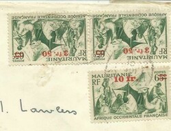 French West Africa-Sc#4(pair)#7-DAKAR SENEGAL 10/AOUT/44-WWII CENSOR ...