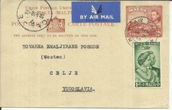 Malta postal card-HG:19 uprated SG#249-AIR MAIL MALTA-AP/21/49 ...
