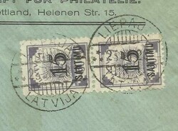 Latvia Sc#133(pair) LIBAU-25/11/28, SCARCE ON COVER