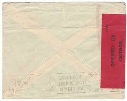 Lebanon Sc#151(single frank)-BEIT CHEBAB 21/V/41-WWII CENSOR CPMB ...