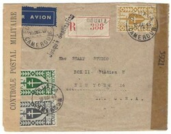 French Cameroun Sc#290,#295(HiValue)#293-DOUALA 18/MAI/45-Regd(label) ...