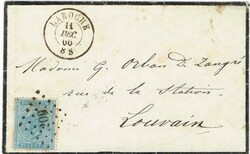 Belgium Sc#19b-perf 14 1/2 X 14)single frank)-LAROCHE 11/DEC/66-BLACK ...