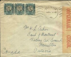 South Africa OFFICIAL-SG#O20(strip of 3)-PRETORIA 5/III/42-WWII ...