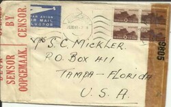 South Africa SG#104(block of 4)JOHANNESBURG 3/XI/43-WWII CENSORS-AIR ...