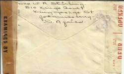 South Africa SG#104(block of 4)JOHANNESBURG 3/XI/43-WWII CENSORS-AIR ...