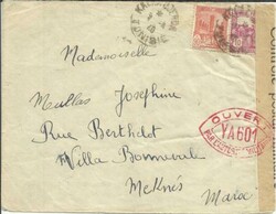 Tunisia Sc#134,#126-KALAA DJERDA 7/4/40-WWII CENSOR ...