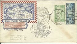 US FIRST FLIGHT-Mu#7-GUAM APR/27/1937 to HONG KONG-backstamp-Bicolor ...