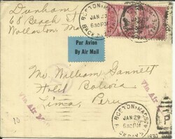 US 4th BUREAU ISSUE-Sc#567(pair)-BOSTON MASS JAN/29/1930-AIR MAIL-to ...