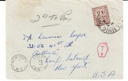 Ireland SG#115(single frank)-POSTAGE DUE T/9-1952 to USA
