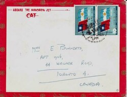 China TAIWAN-Sc#1486(pair)-TAIPAI-1966-AIRPLANE ENVELOPE "ABOARD THE ...