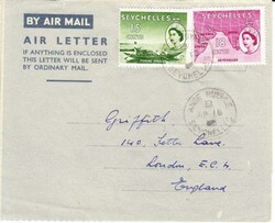 Seychelles FORMULAR AIR LETTER-SG#177,#178-ANSE ROYALE AP/18/55 to ...