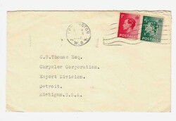 Great Britain SG#458,#457-PERFINS-KENSINGTON 20/8/1937 to USA