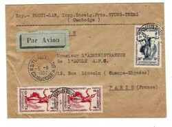 Cambodia Sc#10(pair)#3-STUNG TRENG 5/8/1952-AIR MAIL to ...