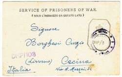 British INDIA-P.O.W.CAMP 24-13/3/1943-ITALIAN PRISONER OF ...