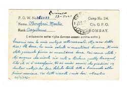 British INDIA-P.O.W.CAMP 24(CLEMENT TOWN,DEHRA DUN)-20/2/1943-ITALIAN ...
