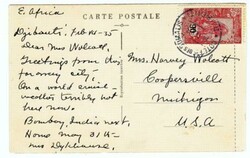 Somali Coast Sc#28(single frank)-DJIBOUTU 14/FEV/35-postcard view LE ...