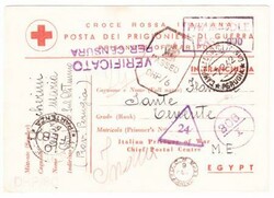 ITALIAN P.O.W.-RED CROSS POSTCARD-INTO BRITISH INDIA-CLEMENT ...