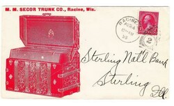 2c WASH-BUREAU ISSUE-Sc#265-ILLUSTRATED TRUNK ADVETISING(red)-RACINE ...
