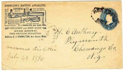 1c FRANKLIN POSTAL ENVELOPE_Sc#U300-ILLUSTRATED BATHING APPARATUS ...