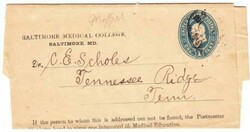 POSTAL WRAPPER-BALTIMORE MEDICAL COLLEGE-Private Printed-CIRCULAR ...