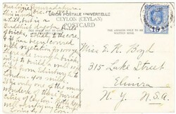 Ceylon SG#283(single frank)-COLOMBO DE/13/09-postcard view ...