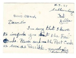 Ceylon Postal Card-HG:70-uprated SG#414-GALLE 11/MR/51-POSTAGE DUE-to ...